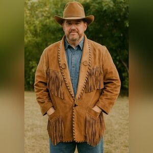 Wear on Earth 🌏Vintage Mens Boho Cowboystyle Suede Leather Coat with Tassels. M